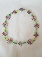 Funky Green Ceramic Disc Bead Necklace