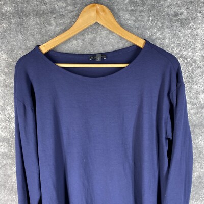 Eileen Fisher Shirt Women L Blue Flowy Long Sleeve Slouchy