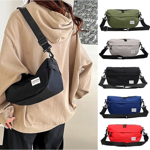 Nylon Messenger Sling Bag Solid Color Shoulder Bag Casual Crossbody Bag
