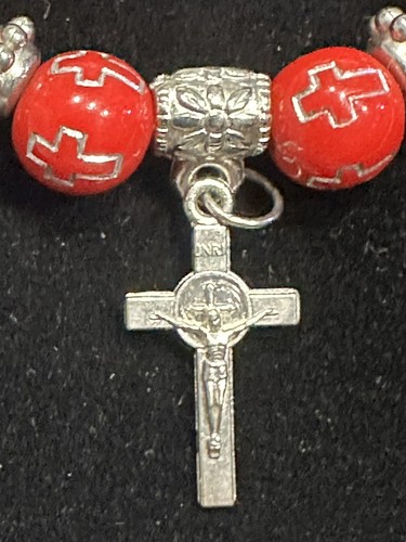 Religious Charm Beaded Bracelet Disciples of Christ Jesus 7” Stretch 12 Crosses - Picture 5 of 7