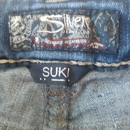 Silver Women's Suki Mid Rise Slim Boot Stretch Dark Jeans Thick Stitch 29 x 33 - Picture 8 of 10