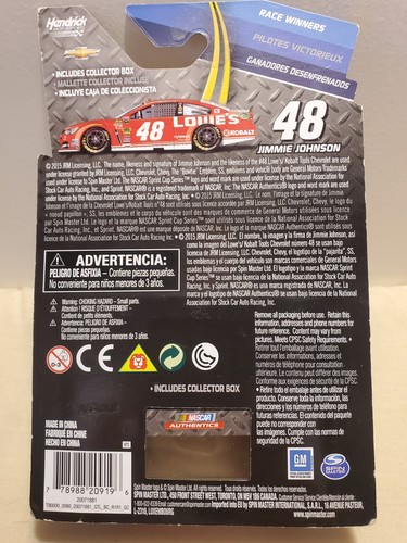 Jimmie Johnson #48 2015 NASCAR Authentics Red Vest Texas 500 Winner 1/64 Diecast - Picture 5 of 5