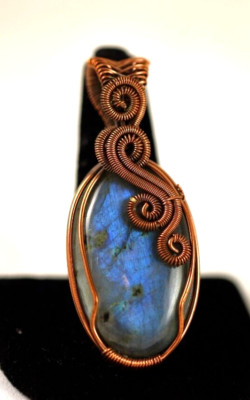 Copper Wire Wrap Pendant Labradorite Elegant Handcrafted