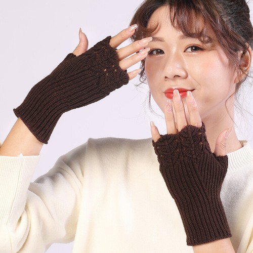 Frauen gestrickte halbe Finger fingerlose Handschuhe Handgelenk Arm Hand lang wärmer Fäustlinge - Bild 3 von 21
