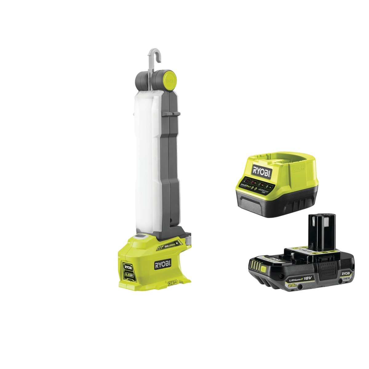 Ryobi R18ALF-0 Foldable LED Lamp 18V Battery 850 Lumens 5700K Kit