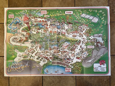 Large Vintage 1984 Six Flags MAGIC MOUNTAIN Amusement Park Map Souvenir ...