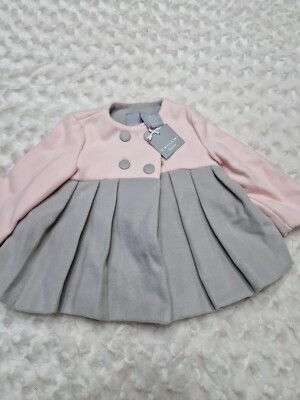 Tahari Baby Mädchen eleganter weicher & warmer rosa Mantel neu mit Etikett Alter 3/6 Monate