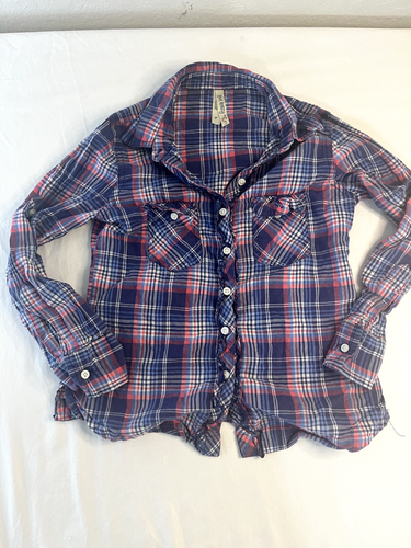 Girl Krazy Girls 7 Kids Purple plaid Snap Button Front Blouse - Picture 5 of 7