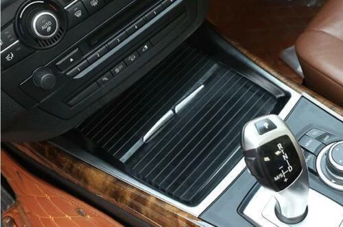 Para BMW X5 X6 E70 E71 2008-2013 Copa de agua Consola central ABS Cubierta Plateada Borde Foto 2 de 4