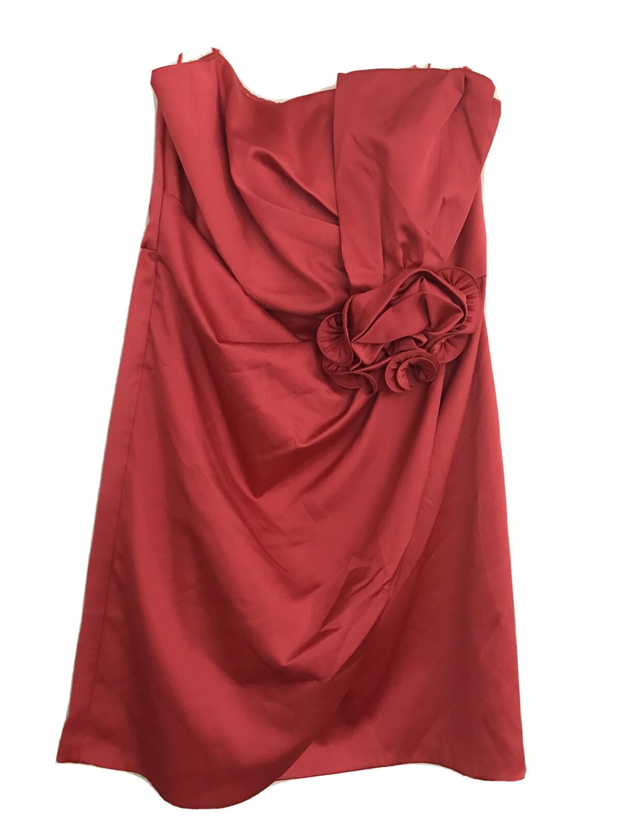 max and cleo red dress Max and Cleo Dress Womens 4 Red Pleated Ruffle Cocktail Party Mini Black  Waist