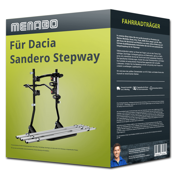 Menabo FahrradträGer Cobra Plus Schwarz/Silber FüR Dacia Sandero Stepway II PKW-image