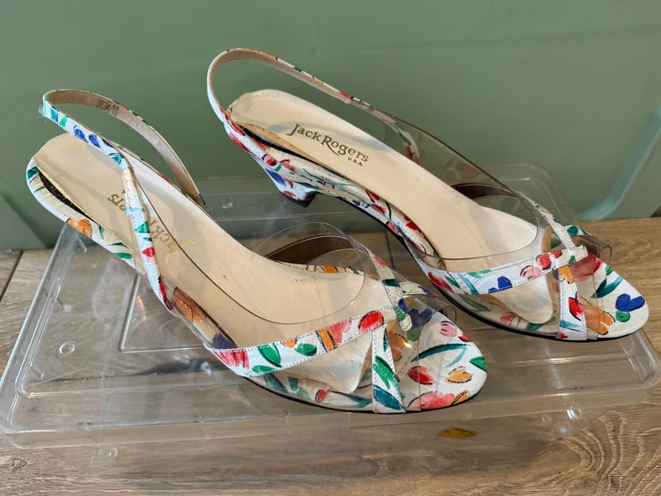 Tacones Jack Rogers vintage de cuero floral talla 8,5 Foto 2 de 4