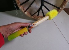 Drumbeater hand made, for skin or synthetic drum, Spirit animal is a Fox, vinted