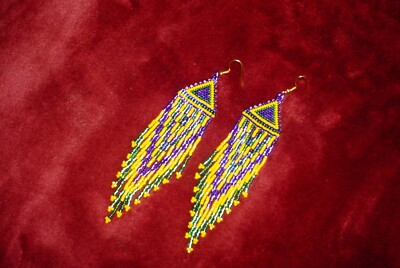 ''CAFE DU MONDE'' Handmade Beaded Earrings/NATIVE AMERICAN MADE IN THE USA!!!