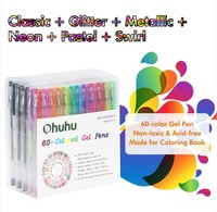 60 Gel Pen Set Deluxe Art Color Glitter No Smear & No Duplicates 60 Gel Pen Set Deluxe Art Color Glitter No Smear & No Duplicates
