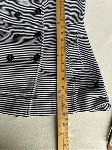 Hurley Women’s Jacket Striped Black &White Cotton Double Breasted Front Side - Picture 16 of 17