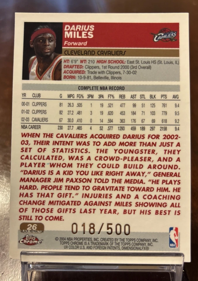 Darius Miles 2003-04 Topps Chrome Black Refractor /500 Clevland Cavaliers - Image 2 of 2
