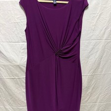Chaps Purple Twist Front Ruched Sleeveless Sheath Dress Size XL