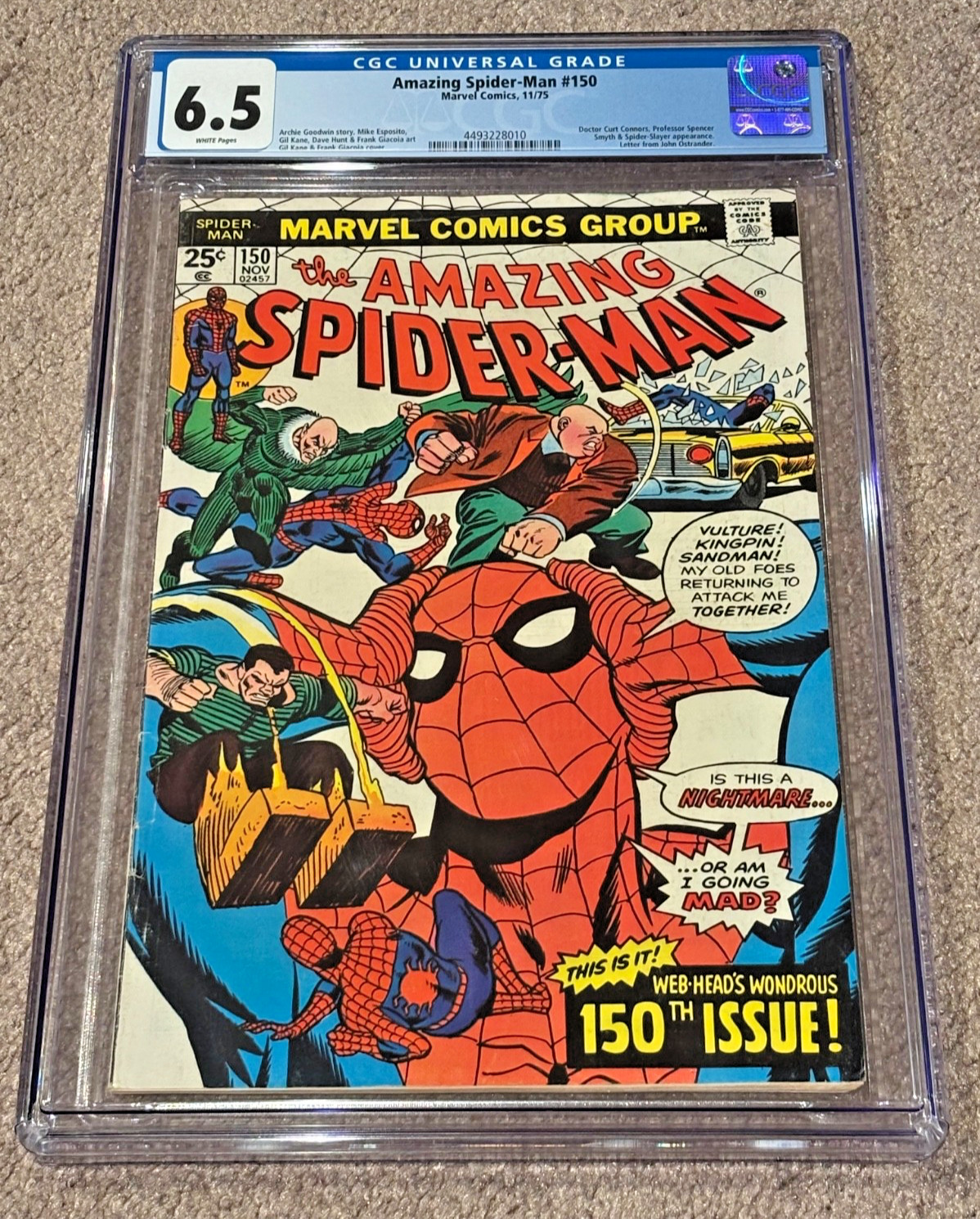 Amazing Spider-Man #150! 11/75 CGC Graded 6.5! WHITE Pages