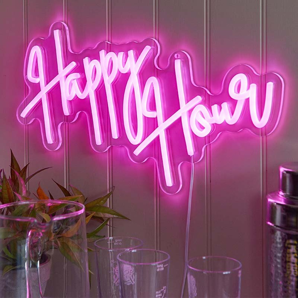 Smart Garden NeonEsque Pink Happy Hour Neon Light Sign