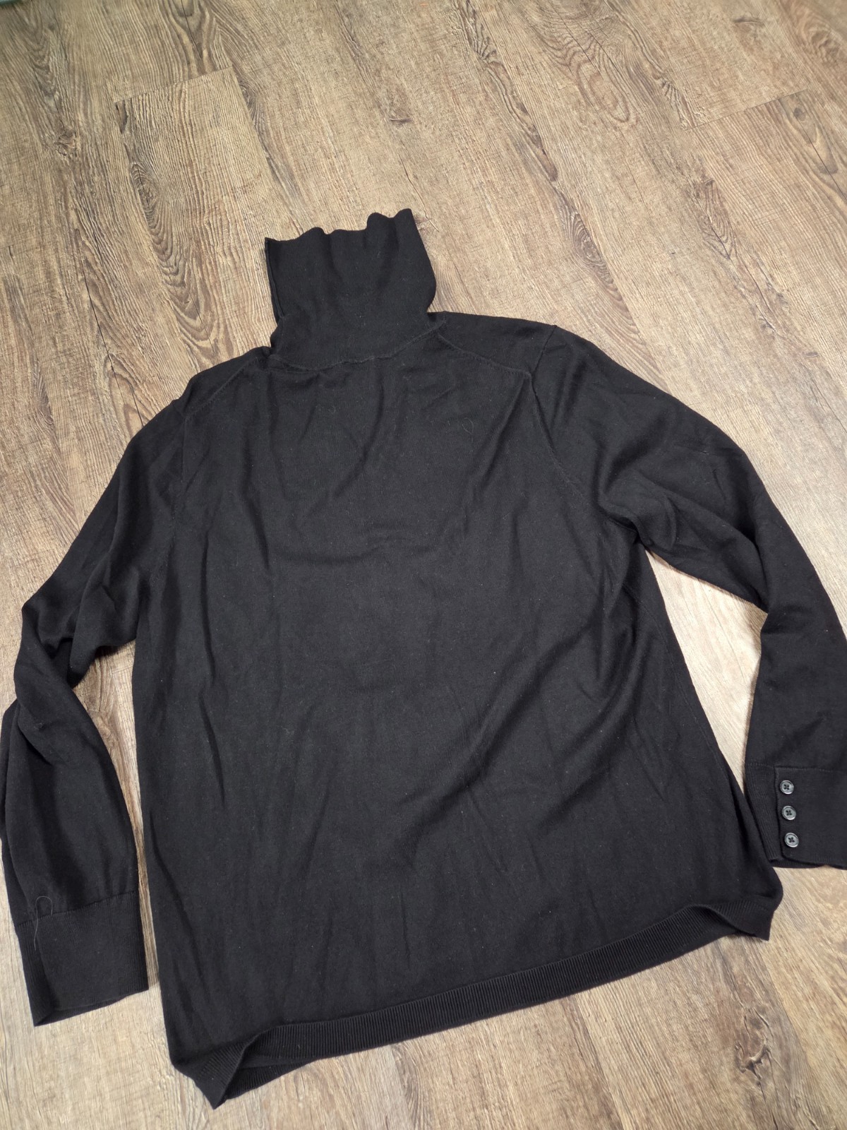 Talbots Ribbed Stretch Solid Black Turtleneck Swe… - image 4