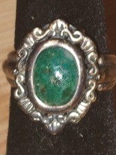 Vintage Native American Sterling Silver And Green Turquoise Ring Sz5