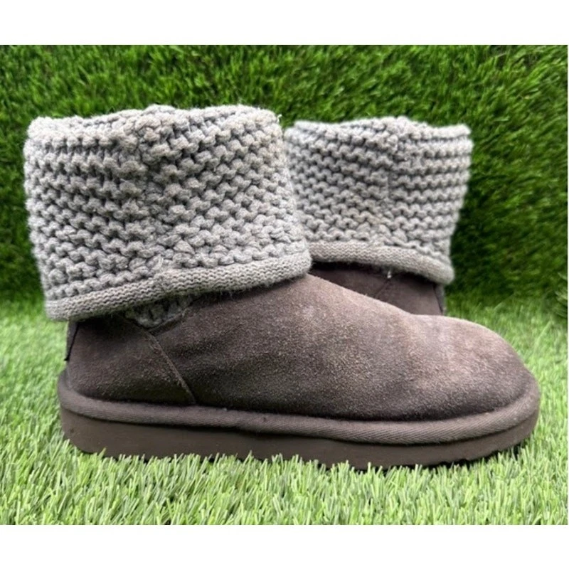 UGG Kids Darrah классический мини серый замши вязаные ботинки 1013859K - размер 1  - Изображение 4 из 4