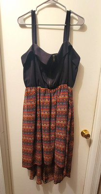 New Look Dress Size 3X Black Multicolor Geometric Square Neck Fit & Flare