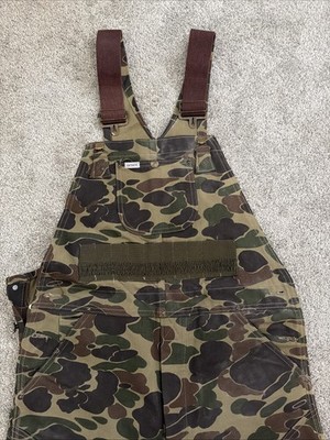 Vintage Carhartt BU103 Bib Overalls Duck Camo Hunting Made In USA