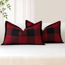 Sungeek Buffalo Check Plaid Cushion Covers 30 x 50 Set of 2 Linen Christmas Tar