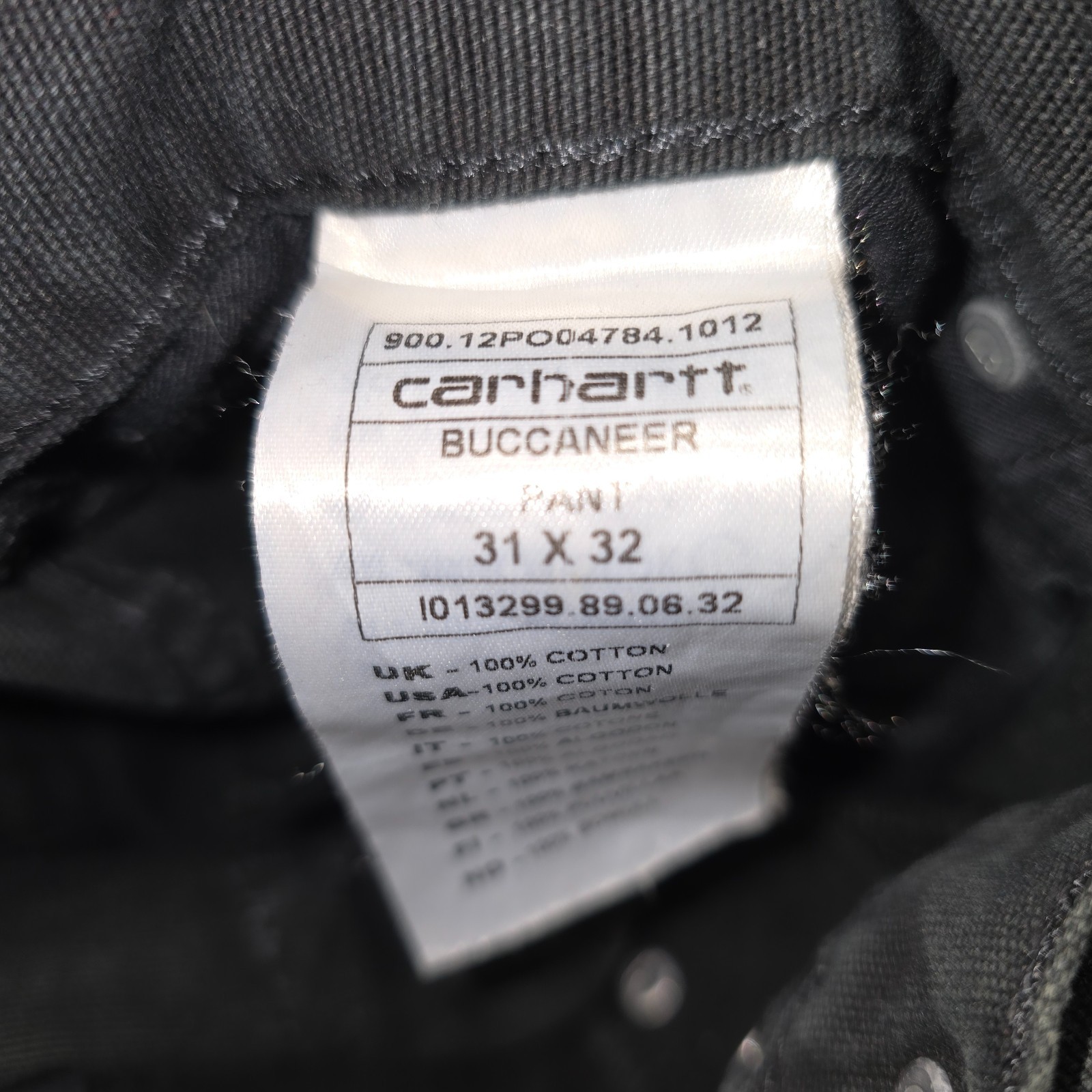Carhartt WIP Buccaneer Pant Jeans Black Denim 31x32 Tapered Fit I013299 image 4