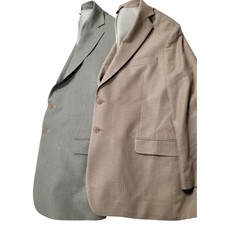 Jos A Bank Silk Wool Blazers 46R Tailored Fit Sport Coat Mens Beige/Sage 70 