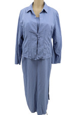 Coldwater Creek 2 Pc Linen Blend Maxi Dress & Jacket Womens Size Large Blue Long