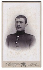 Photo W. Schneider, Metz, Hotel du Nord, Portrait of Soldier in Uniform with Mo