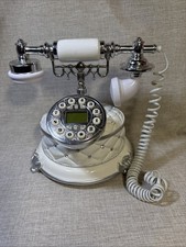 Landline Phone-Retro Styled After Antique Phones w/White Resin  Embellished