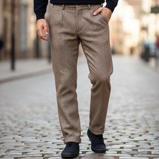 VTG Polo Ralph Lauren Pants Mens 34x31 Brown Tweed Donegal Wool Trouser USA