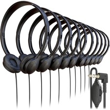10 Pack Bulk Wired On-Ear Leather Headphones with 3.5mm Connector and Remote ...