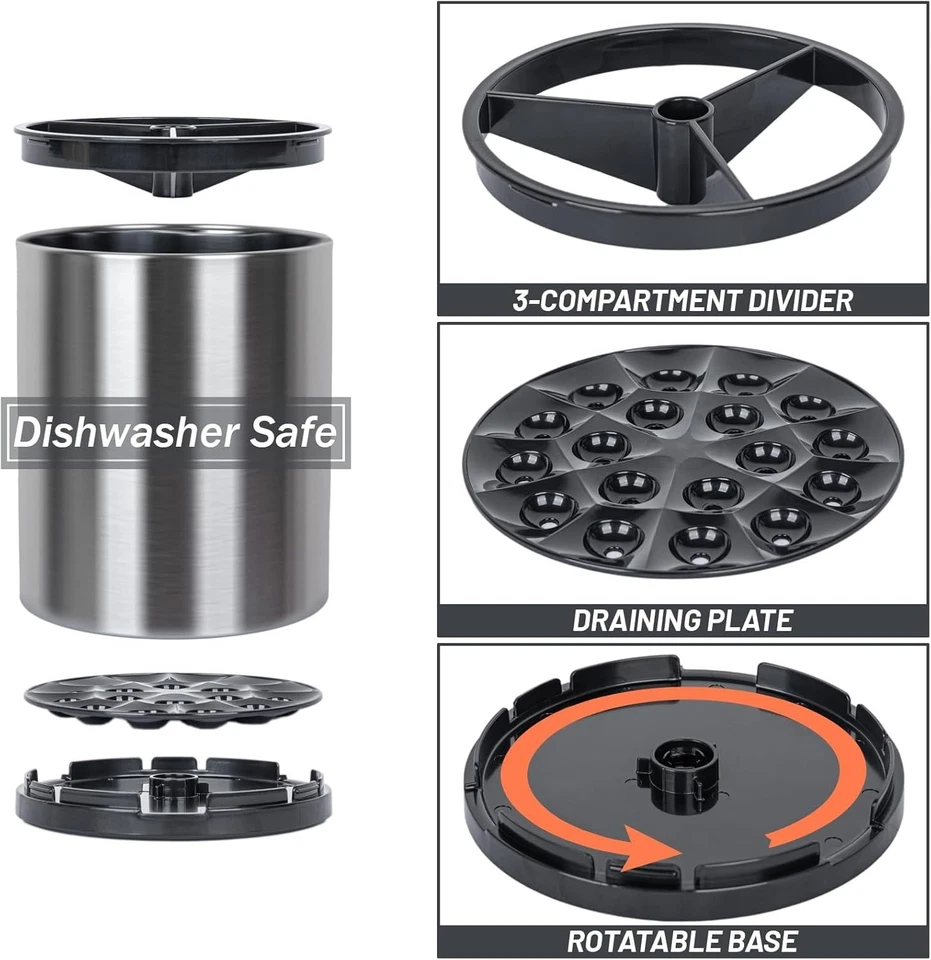 Soporte para utensilios de cocina extra grande giratorio 360° - Carrito de encimera Foto 4 de 4