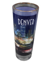 Vintage Denver Colorado Gold Rimmed Tall Shot Glass USA Made