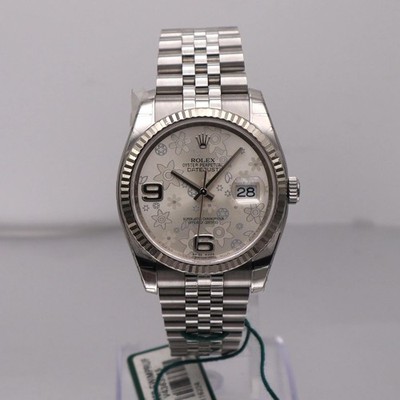 Rolex Datejust 36mm Steel Floral Dial Automatic Watch 116234