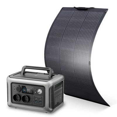 Powerstation With Solarpanel LiFePO4 Battery 299Wh Camping Generator PowerSupply