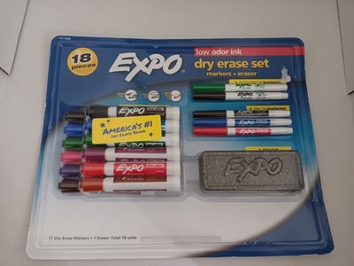 Expo Dry Erase Markers & Eraser Set Chisel-Tip Ultra-Fine Bold, 18 Pieces