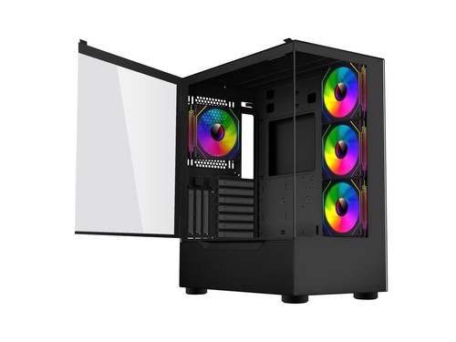 DIYPC ARGB-Q18.V2-BK Black USB3.0 ATX Mid Tower Gaming Computer Case w/ Dual - Picture 4 of 5