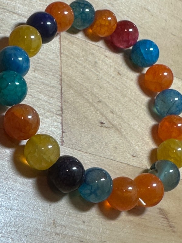 Rainbow Tourmaline Crystal Bracelet – Multicolor Beaded Handmade Stretch Bracele