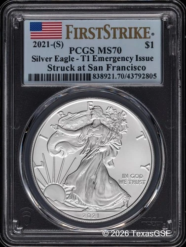 Photo of a 2021-S American Silver Eagle from an eBay listing that sold on Jul 22, 2026