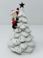 Vintage Maruho Japan Ceramic Christmas Revolving Music Box Gold Star Santa