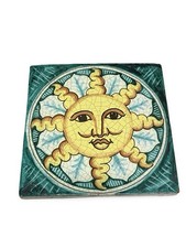 Fratantoni? Piastrella targa da parete in terracotta Vietri Sicilian Sun Face 8" non firmata