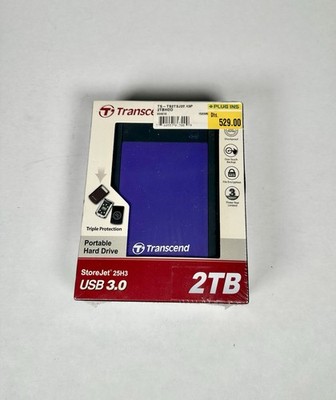 Transcend StoreJet 25H3 2TB USB 3.0 Portable External Hard Drive Sealed