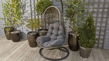 Hanging Rattan Egg Chair Garden Swing Chair Patio Indoor Outdoor With Cushion