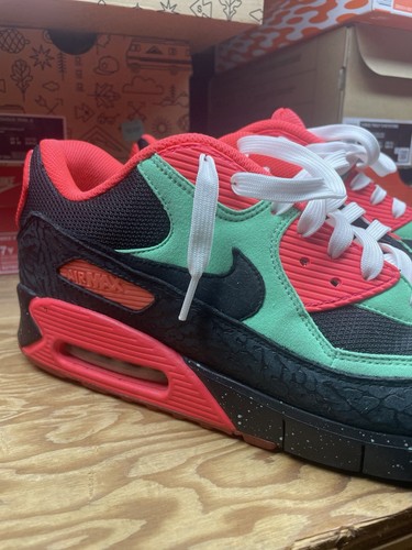 Nike Air Max 90 Custom By You id 12.5 Infrared Green Elephant Print 👀👀 - Picture 2 of 15